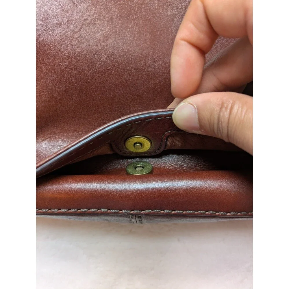 Fossil Brown Leather Saddle Crossbody Messenger Flap Bag